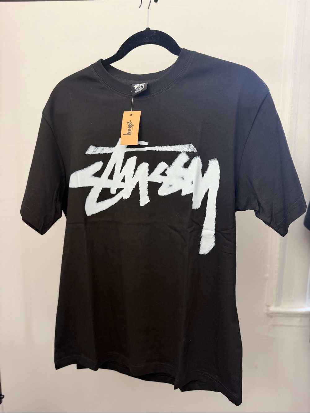 Stussy Classic Basic Script Logo Graphic T-Shirt Black Size S⁠